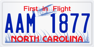 NC license plate AAM1877