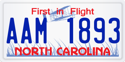 NC license plate AAM1893
