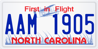NC license plate AAM1905
