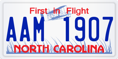 NC license plate AAM1907