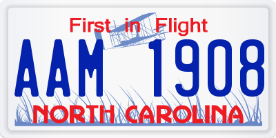 NC license plate AAM1908