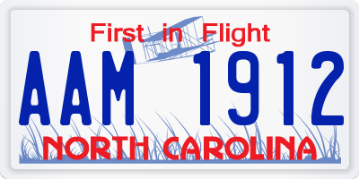 NC license plate AAM1912
