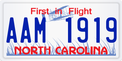NC license plate AAM1919
