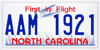 NC license plate AAM1921