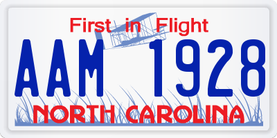 NC license plate AAM1928