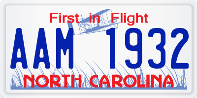 NC license plate AAM1932