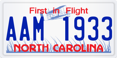 NC license plate AAM1933