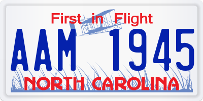 NC license plate AAM1945