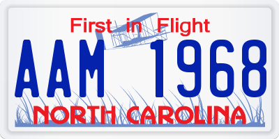 NC license plate AAM1968