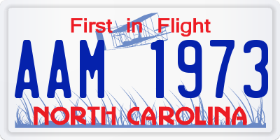 NC license plate AAM1973
