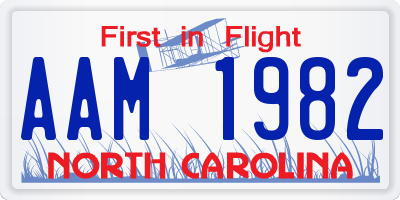 NC license plate AAM1982