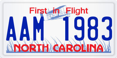NC license plate AAM1983