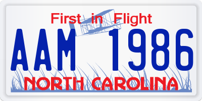 NC license plate AAM1986