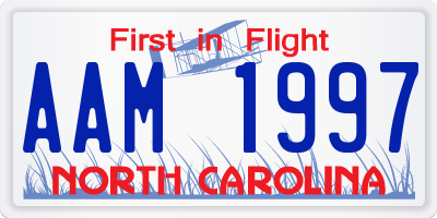 NC license plate AAM1997