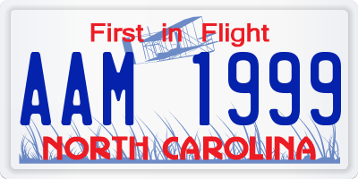 NC license plate AAM1999