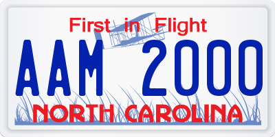 NC license plate AAM2000