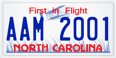 NC license plate AAM2001