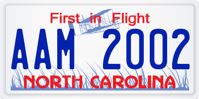 NC license plate AAM2002