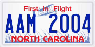 NC license plate AAM2004