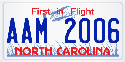 NC license plate AAM2006