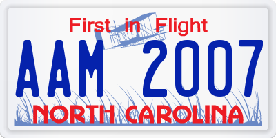 NC license plate AAM2007