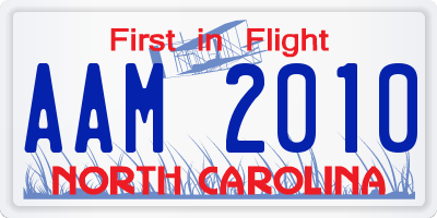 NC license plate AAM2010