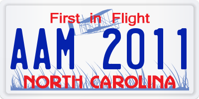 NC license plate AAM2011
