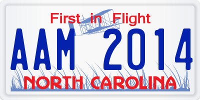 NC license plate AAM2014