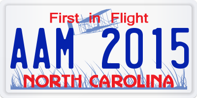 NC license plate AAM2015