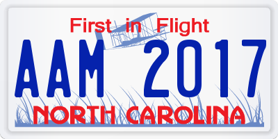 NC license plate AAM2017
