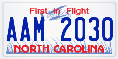 NC license plate AAM2030