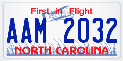 NC license plate AAM2032