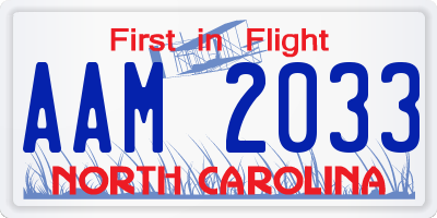NC license plate AAM2033