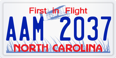 NC license plate AAM2037
