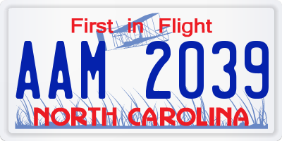 NC license plate AAM2039