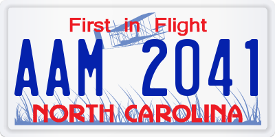 NC license plate AAM2041