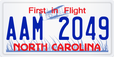 NC license plate AAM2049
