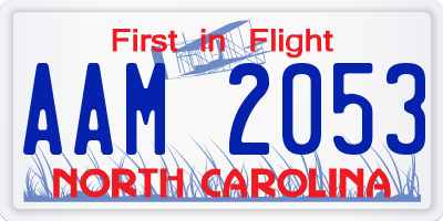NC license plate AAM2053