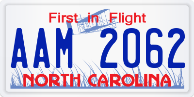 NC license plate AAM2062