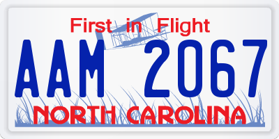 NC license plate AAM2067