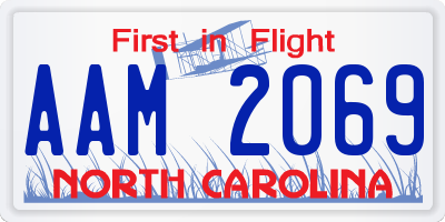 NC license plate AAM2069