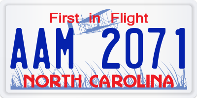 NC license plate AAM2071