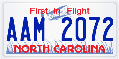 NC license plate AAM2072