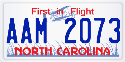 NC license plate AAM2073
