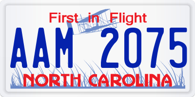 NC license plate AAM2075