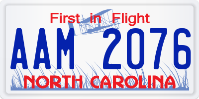 NC license plate AAM2076
