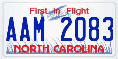 NC license plate AAM2083