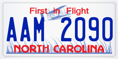 NC license plate AAM2090