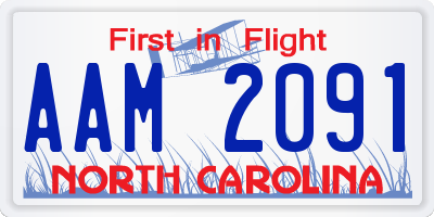 NC license plate AAM2091