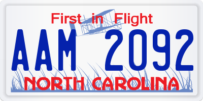 NC license plate AAM2092